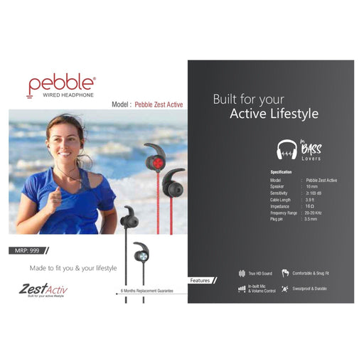 Pebble Zest Active Wired Earphone