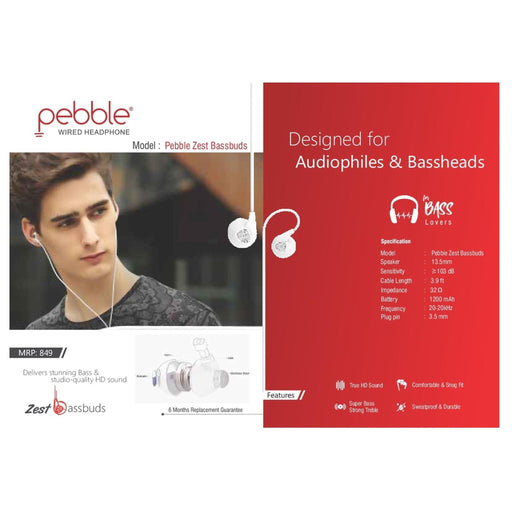 Pebble Zest Bassbuds Wired Earphone