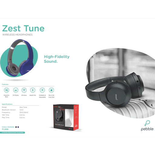 Pebble Zest Tune Bluetooth Headphones