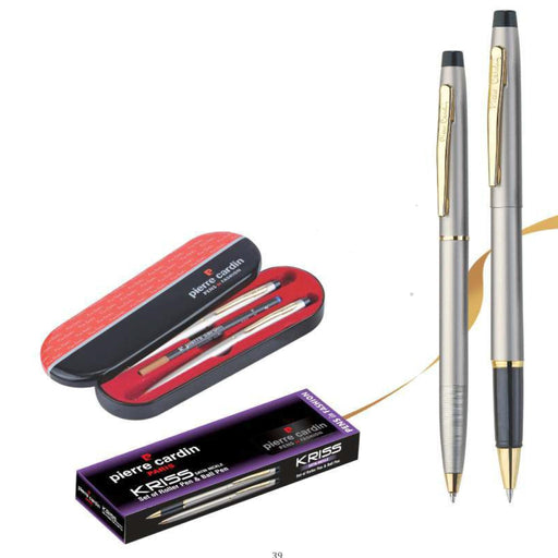 Pierre Cardin Kriss Satin Nickle Set of Roller Pen & Ball Pen