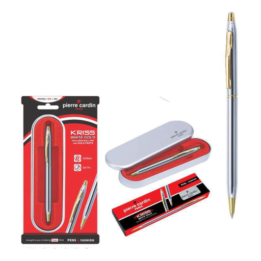 Pierre Cardin Kriss White Gold Exclusive Ball Pen With Gold Parts