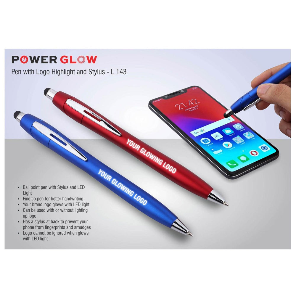 PowerGlow Pen With Logo Highlight And Stylus - L143