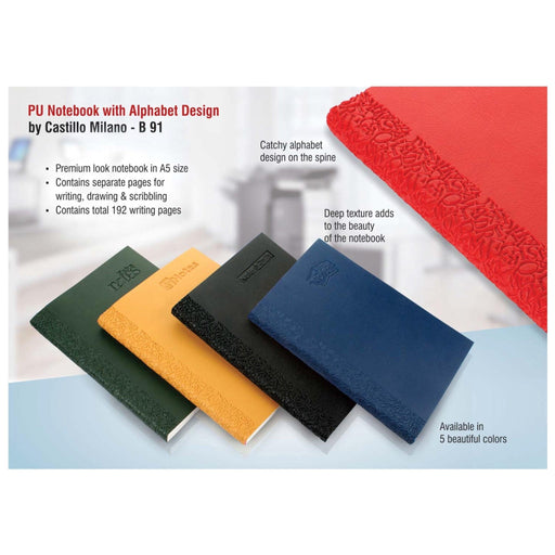 PU Notebook With Alphabet Design By Castillo Milano - B 91