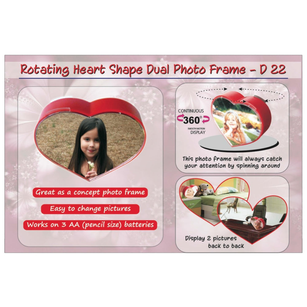 Rotating Heart Shape Dual Photo Frame - D 22