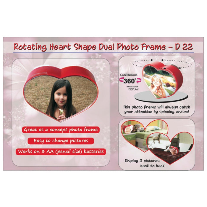 Rotating Heart Shape Dual Photo Frame - D 22