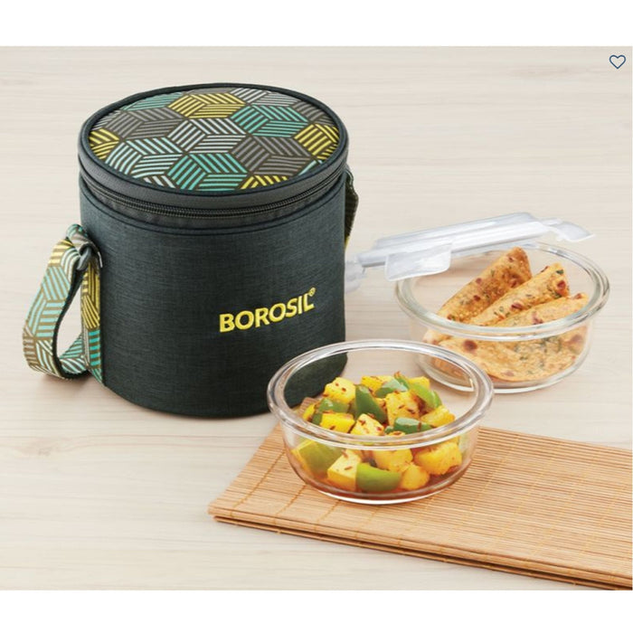 Round Microwavable Glass Lunch Box (Foodluck Olive) - ICYCSOS400V