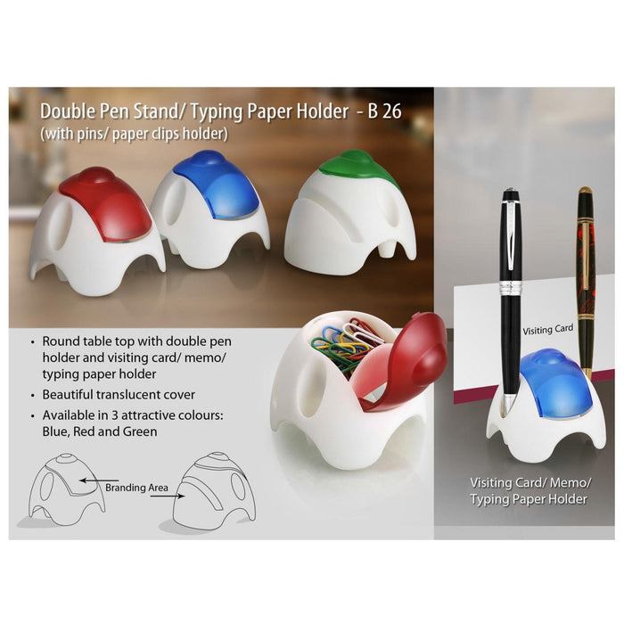 Round Table Top with Double Pen, Pin & Visiting Card Holder - B 26