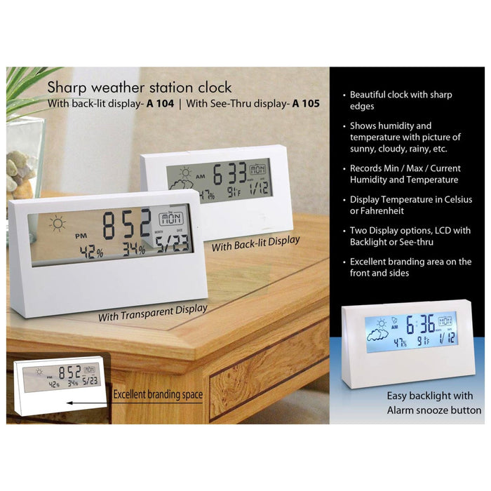 Sharp Weather Station Clock with Backlight - A 104