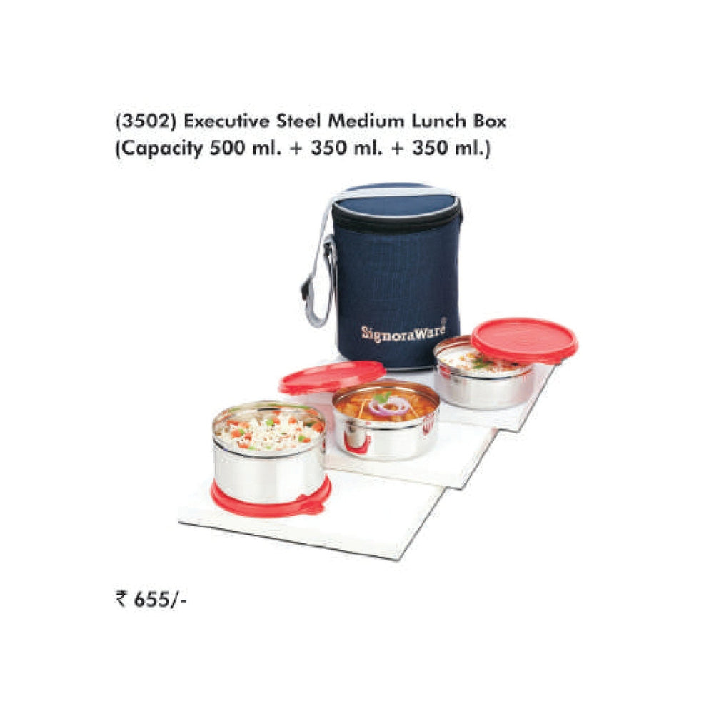 Signora Ware Executive Steel Medium Lunch Box - 3505