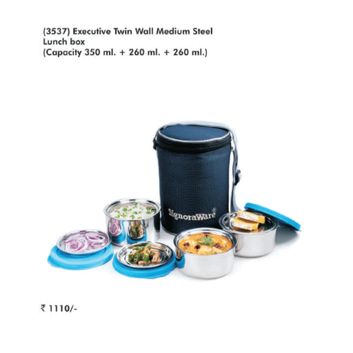 Signora Ware Executive twin Wall Medium Steel Lunch Box - 3537