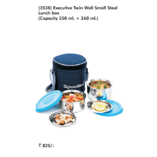 Signora Ware Executive twin Wall Small Steel Lunch Box - 3538
