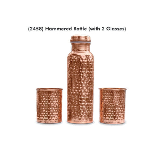 Signora ware Hammered Bottle with 2 Glasses