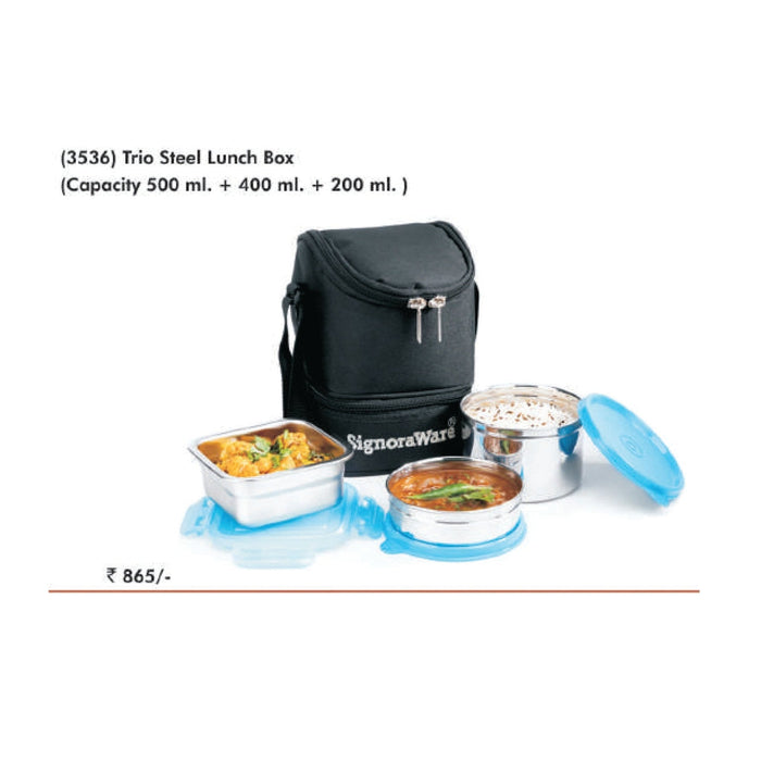 Signora Ware Trio Steel Lunch Box - 3536