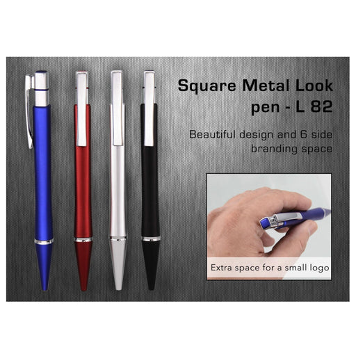 Square Metal Look Pen - L 82