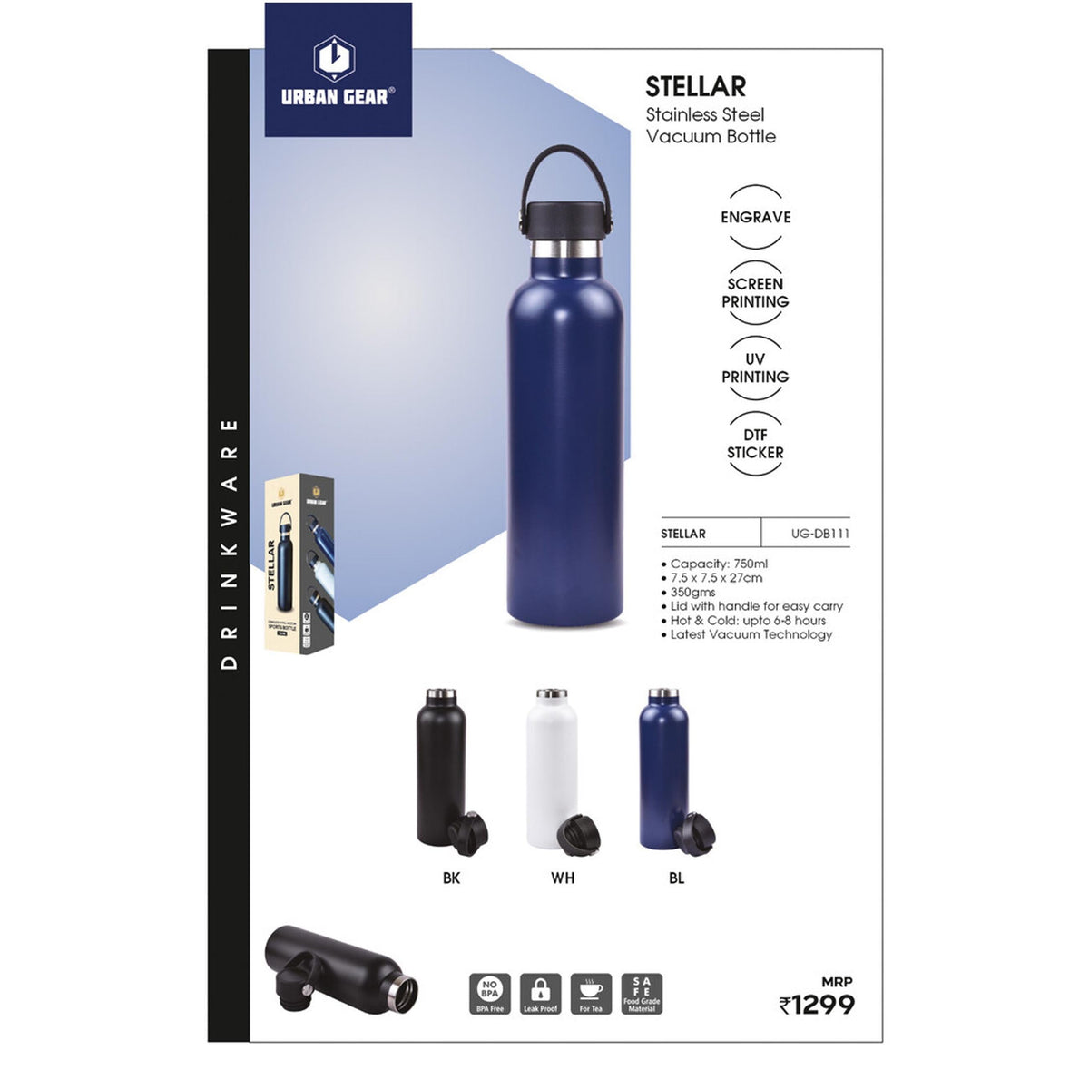 Urban Gear - Stellar Stainless Steel Hot n Cold Bottle 750ml UG-DB111