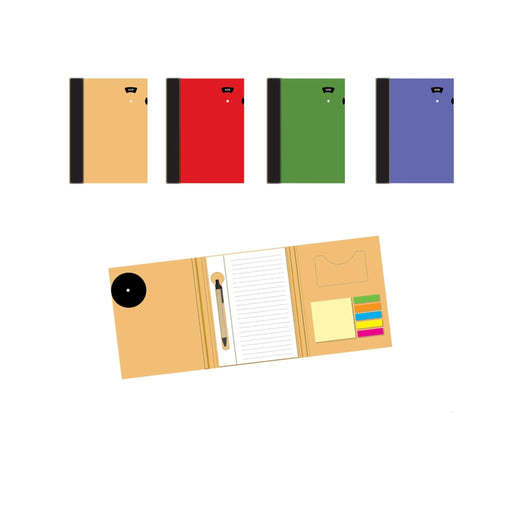 three fold sticky note pad with day calendar & pen