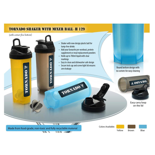 TORNADO SHAKER WITH MIXER BALL - H 129 (with corner free bottom)