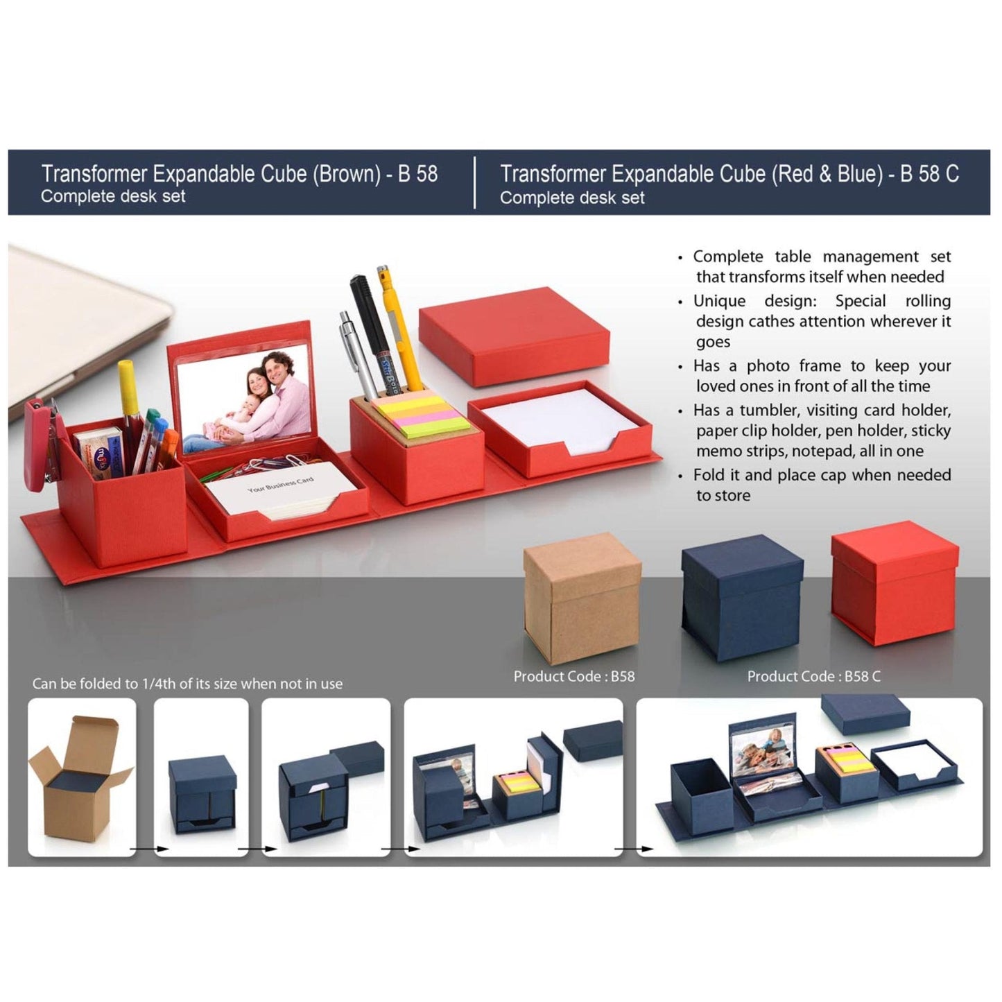 Transformer Expandable Cube Complete Desk Set [Brown] - B 58