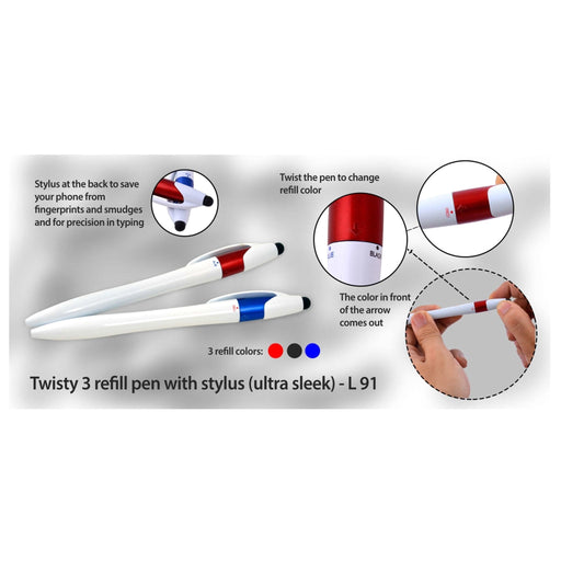 Twisty 3 Refill Pen With Stylus - L 91