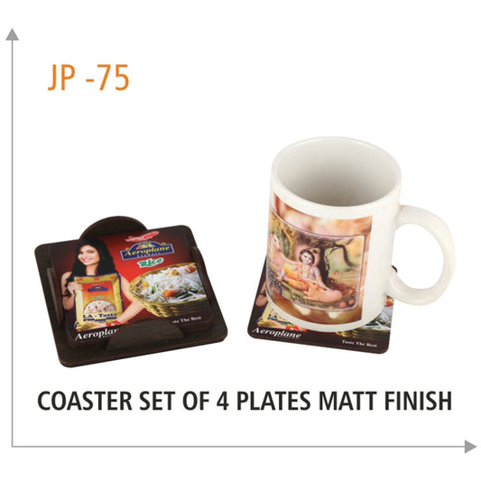 Wooden Coaster Set Of 4 Plates Matt Finish - JP 75