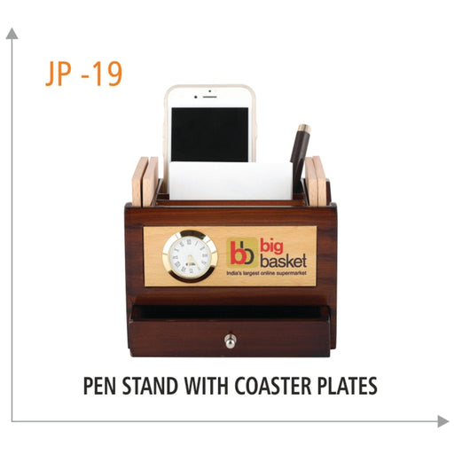 Wooden Pen Stand with Caster Plates - JP 19