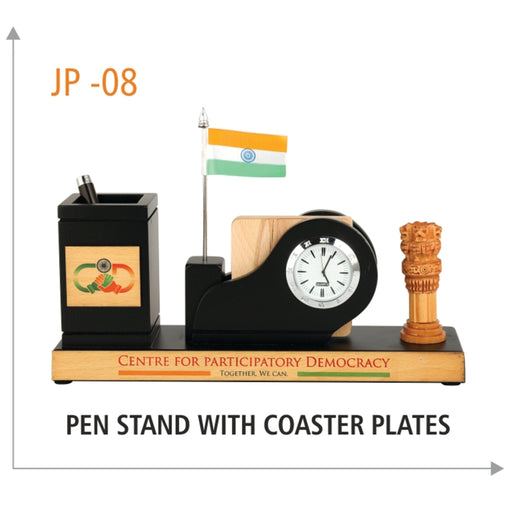 Wooden Pen Stand with Coaster Plates - JP 08