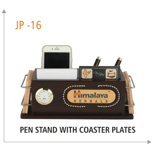 Wooden Pen Stand with Coaster Plates - JP 16