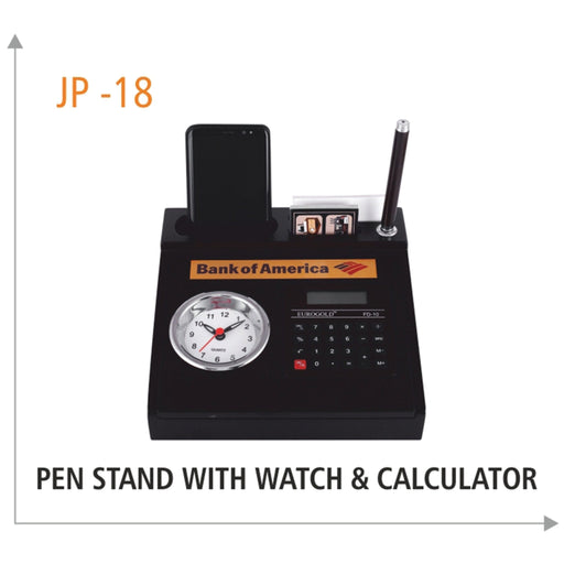 Wooden Pen Stand with Watch & Calculator - JP 18