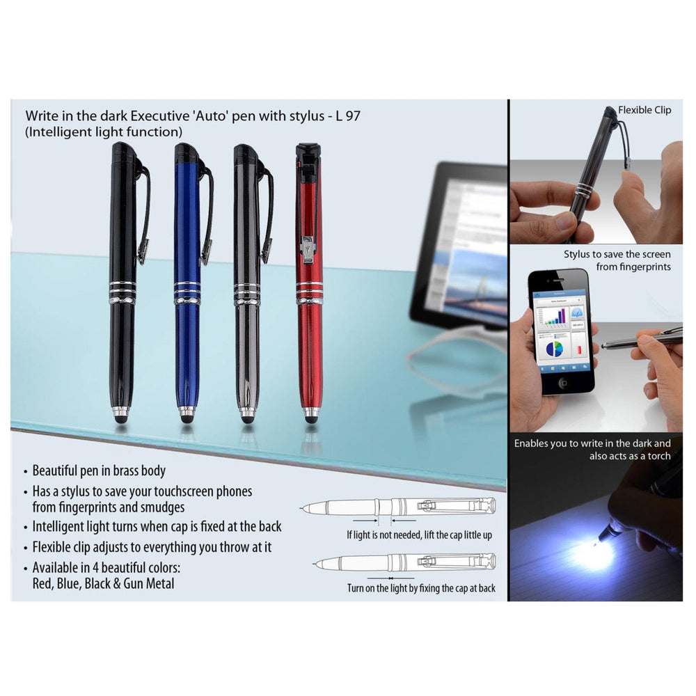 Write In The Dark Executive ‘Auto’ Pen With Stylus - L 97